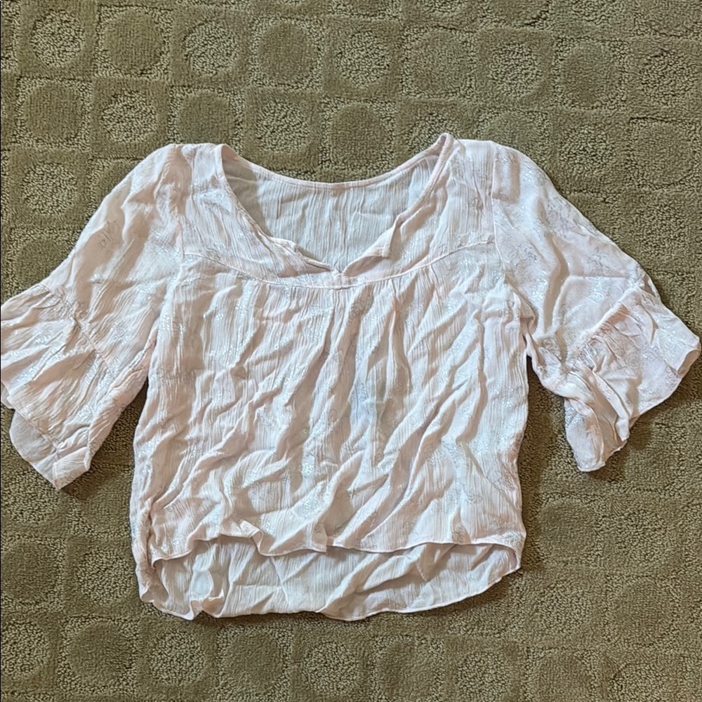 Abercrombie & Fitch White Crop Blouse Short Sleeve Relaxed